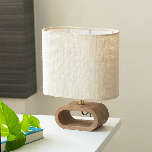 'Stacked Geometry' Decorative Wooden Table Lamp (12.6 Inches)
