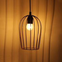 Modern Bird Cage' Handcrafted Hanging Pendant Lamp Shade In Iron (7.6 Inch, Conical, Golden)