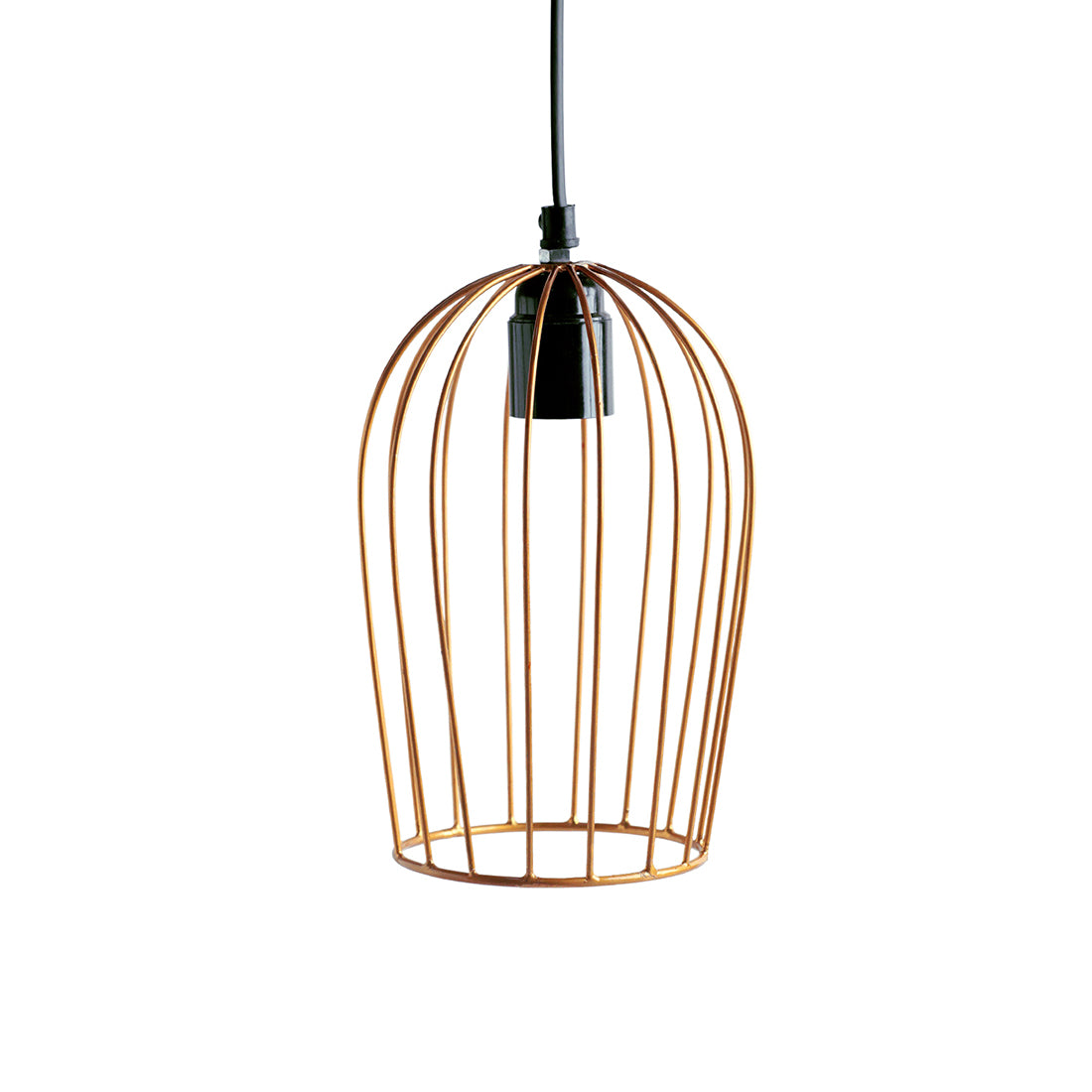 Modern Bird Cage' Handcrafted Hanging Pendant Lamp Shade In Iron (7.6 Inch, Conical, Golden)