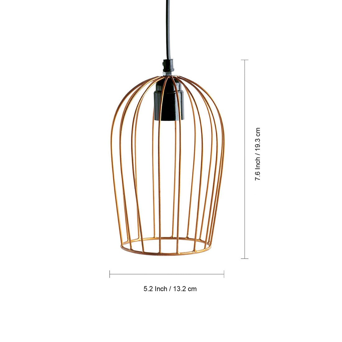 Modern Bird Cage' Handcrafted Hanging Pendant Lamp Shade In Iron (7.6 Inch, Conical, Golden)