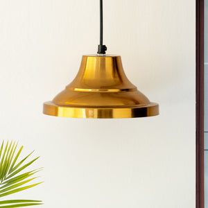 Modern Gold Pedestal' Handcrafted Hanging Pendant Lamp Shade In Iron (8.0 Inch, Conical, Golden)