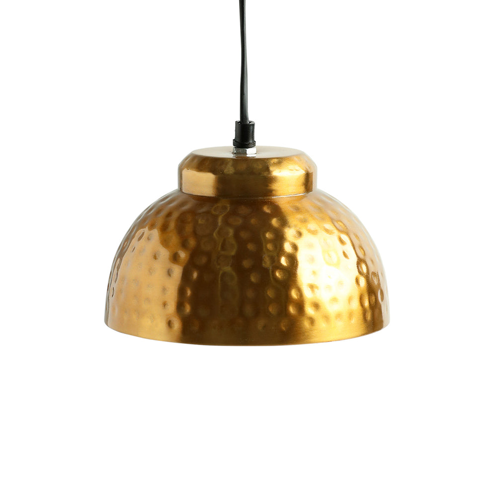 Modern Hammered Dome' Handcrafted Hanging Pendant Lamp Shade In Iron (7.1 Inch, Semi-Spherical, Golden)