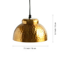 Modern Hammered Dome' Handcrafted Hanging Pendant Lamp Shade In Iron (7.1 Inch, Semi-Spherical, Golden)