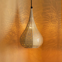 Moroccan Flame' Hand-Etched Hanging Pendant Lamp Shade (13.8 Inches, Iron, Matte Finish)