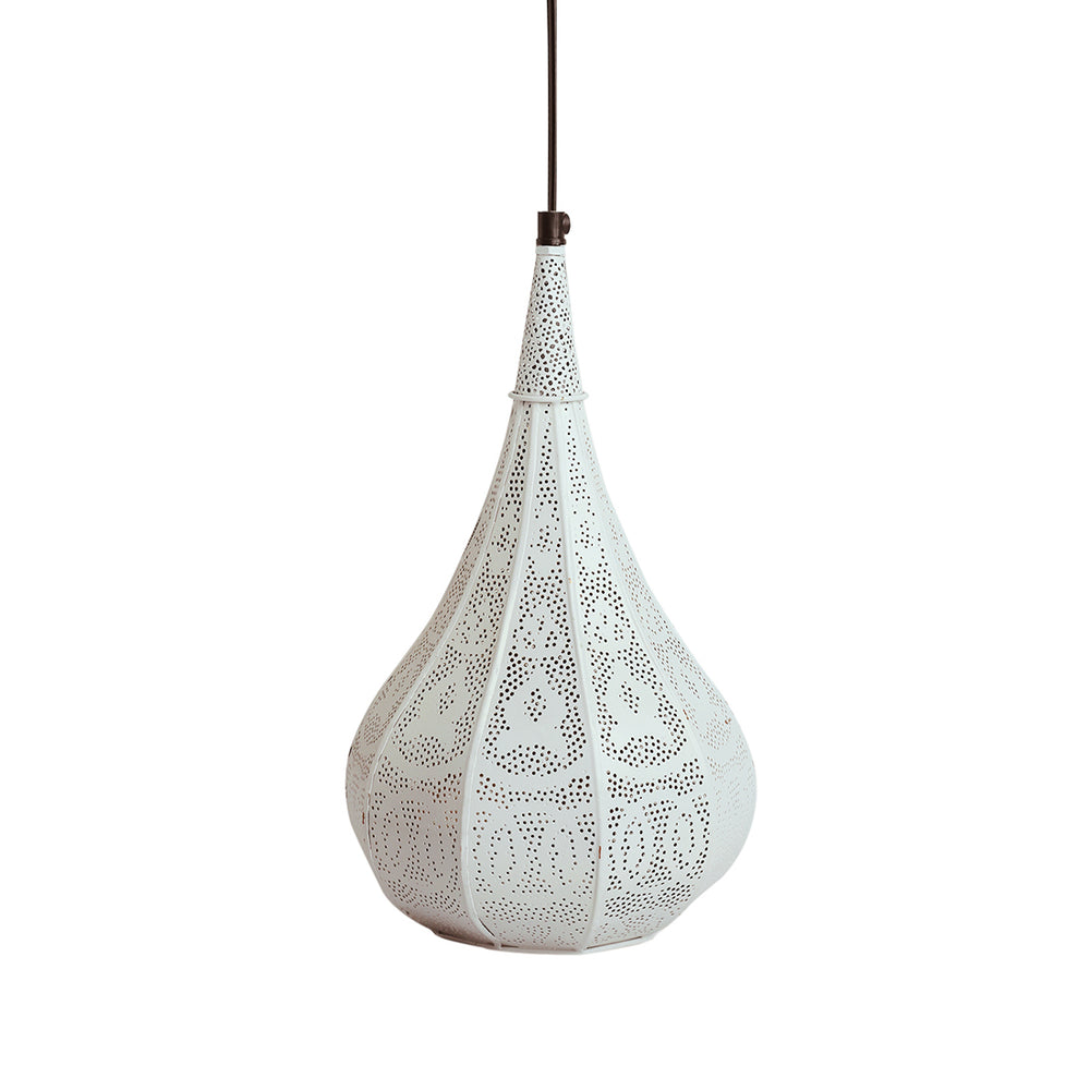 Moroccan Flame' Hand-Etched Hanging Pendant Lamp Shade (13.8 Inches, Iron, Matte Finish)