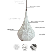 Moroccan Flame' Hand-Etched Hanging Pendant Lamp Shade (13.8 Inches, Iron, Matte Finish)