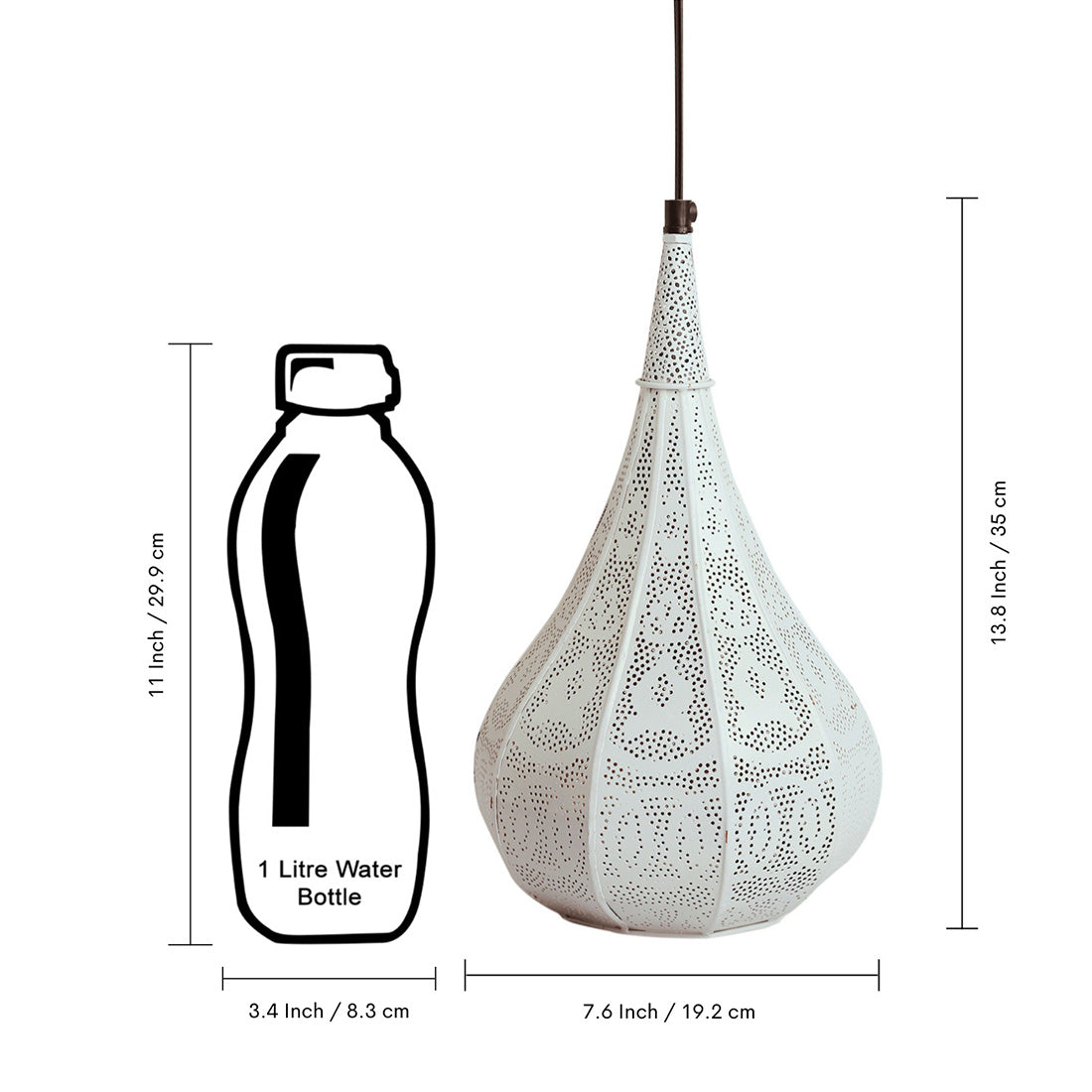 Moroccan Flame' Hand-Etched Hanging Pendant Lamp Shade (13.8 Inches, Iron, Matte Finish)