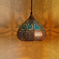 Moroccan Rustic' Hand-Etched Hanging Pendant Lamp Shade (8.6 Inches, Iron, Glossy Finish)