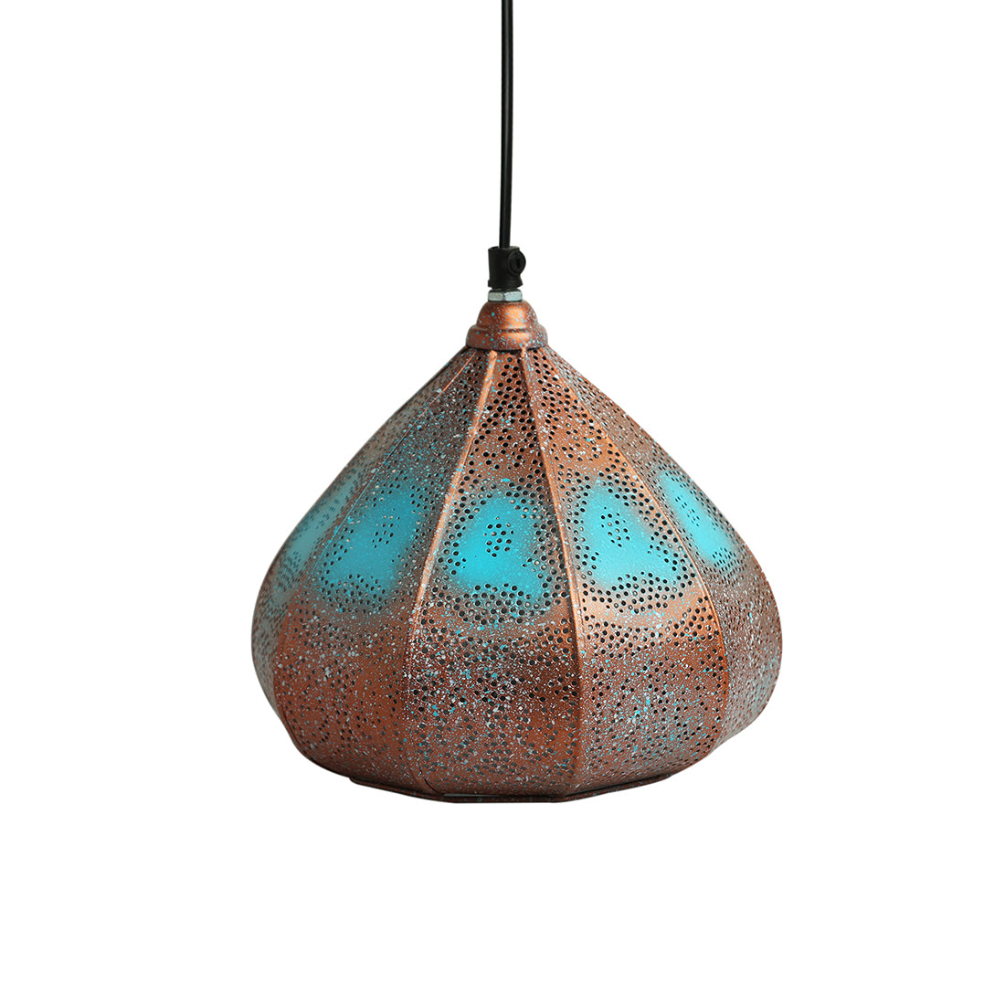 Moroccan Rustic' Hand-Etched Hanging Pendant Lamp Shade (8.6 Inches, Iron, Glossy Finish)