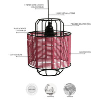 Cotton Weaved' Hanging Pendant Lamp Shade (10.2 Inches, Iron & Cotton Rope, Handwoven)