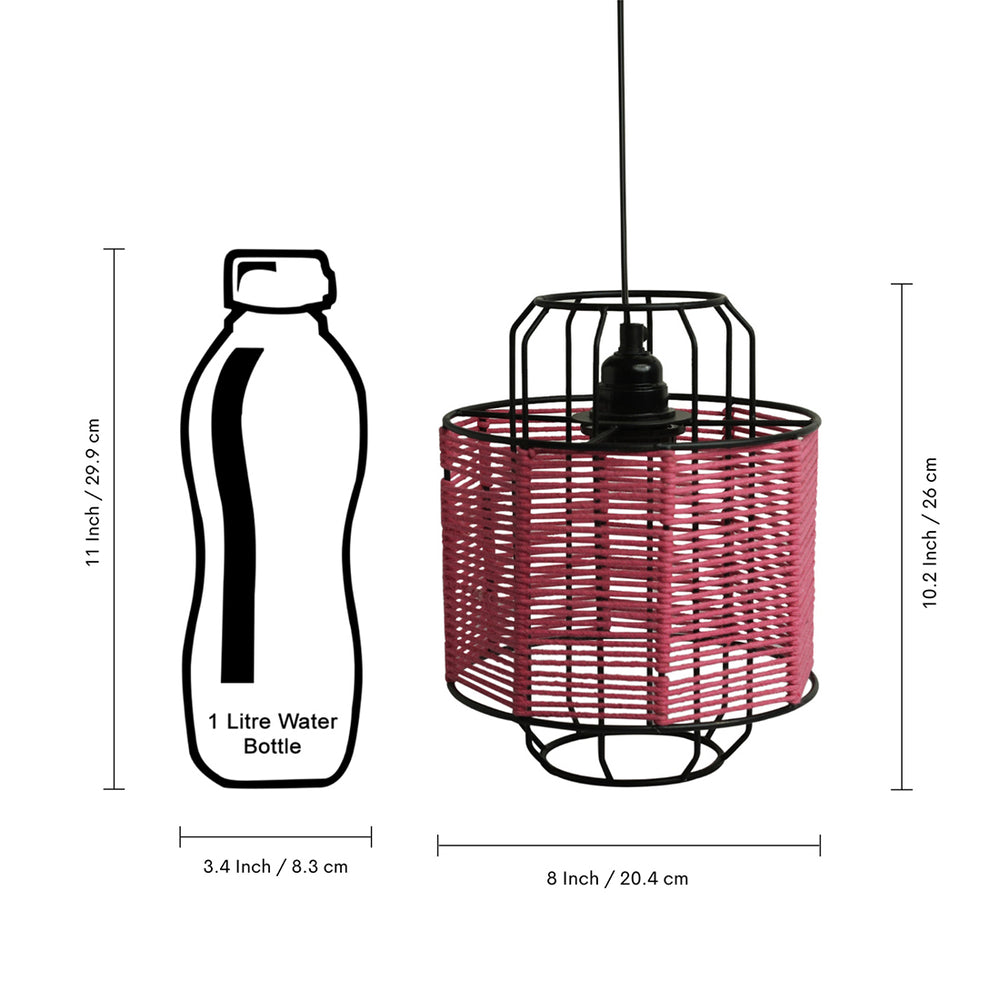 Cotton Weaved' Hanging Pendant Lamp Shade (10.2 Inches, Iron & Cotton Rope, Handwoven)