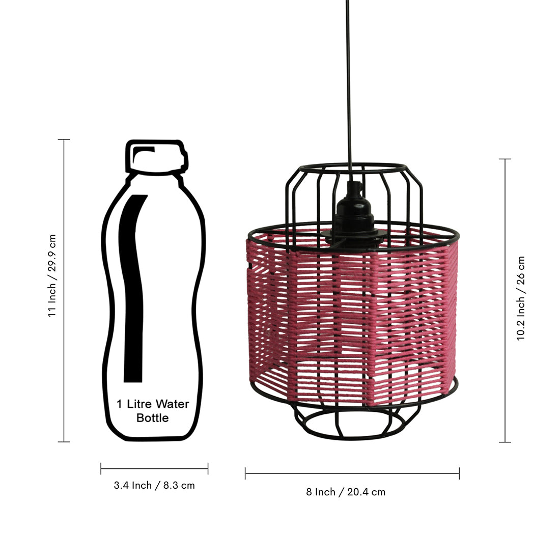 Cotton Weaved' Hanging Pendant Lamp Shade (10.2 Inches, Iron & Cotton Rope, Handwoven)