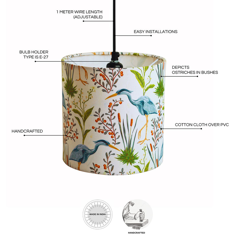 Ostrich Sanctuary' Hanging Pendant Lamp Shade (8.1 Inches, Handcrafted)