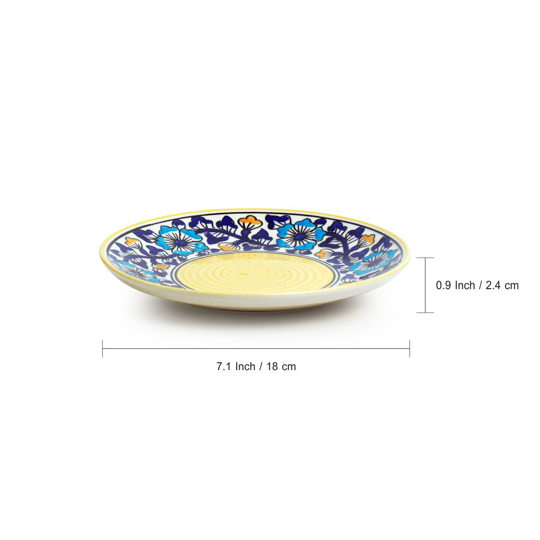 Badamwari Bagheecha' Hand-Painted Ceramic Side/Quarter Plates (Set of 4, Microwave Safe)