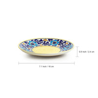 Badamwari Bagheecha' Hand-Painted Ceramic Side/Quarter Plates (Set of 4, Microwave Safe)