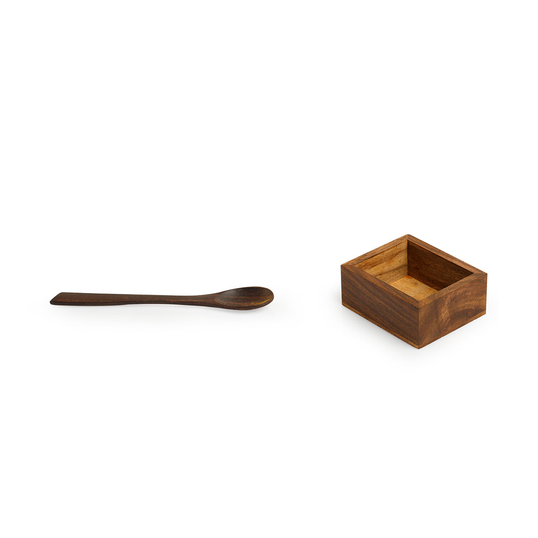 'Medley of Masalas' Handcrafted Spice Box With Spoon In Sheesham Wood (12 Containers, 80 ml)