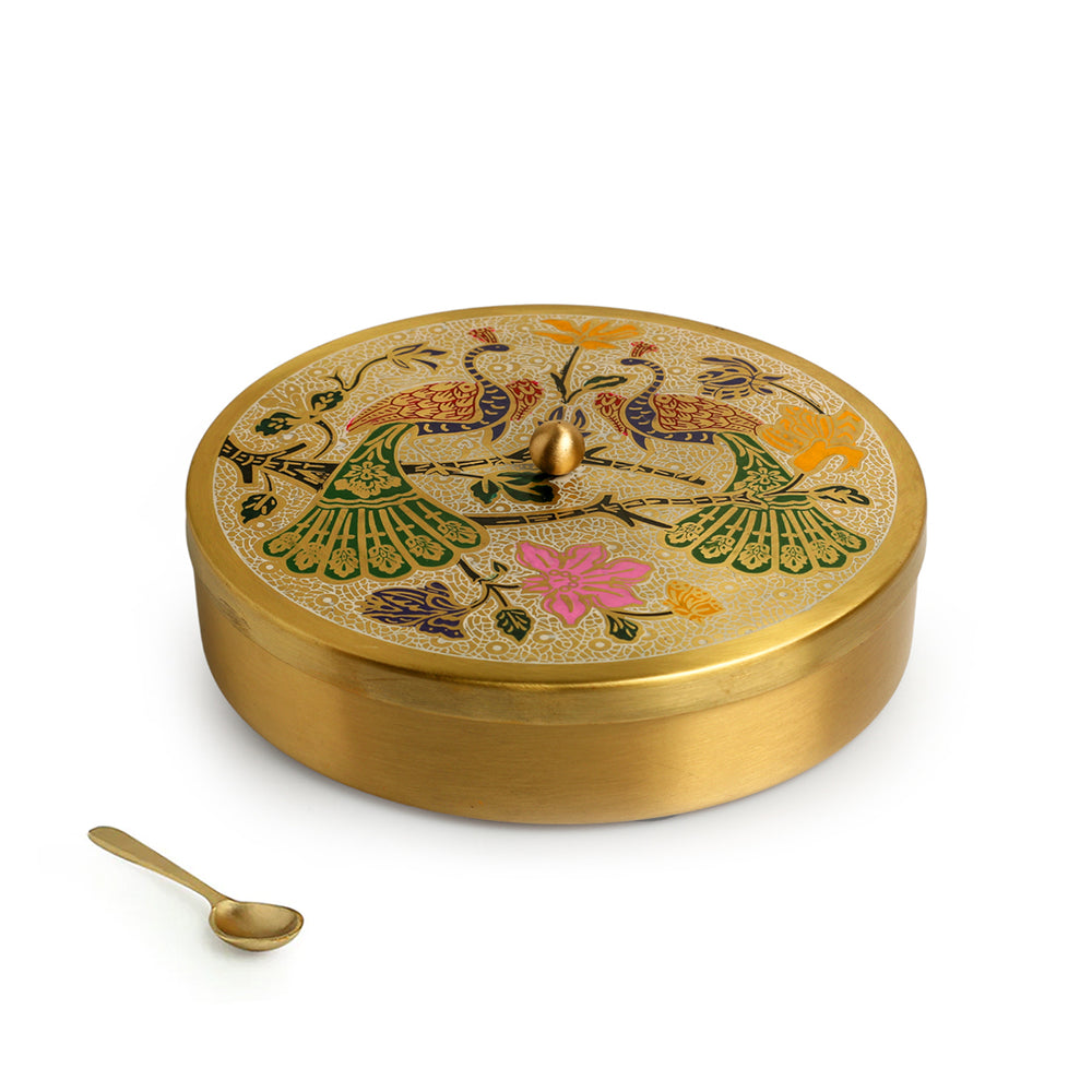 Brass Wooden Masala Box