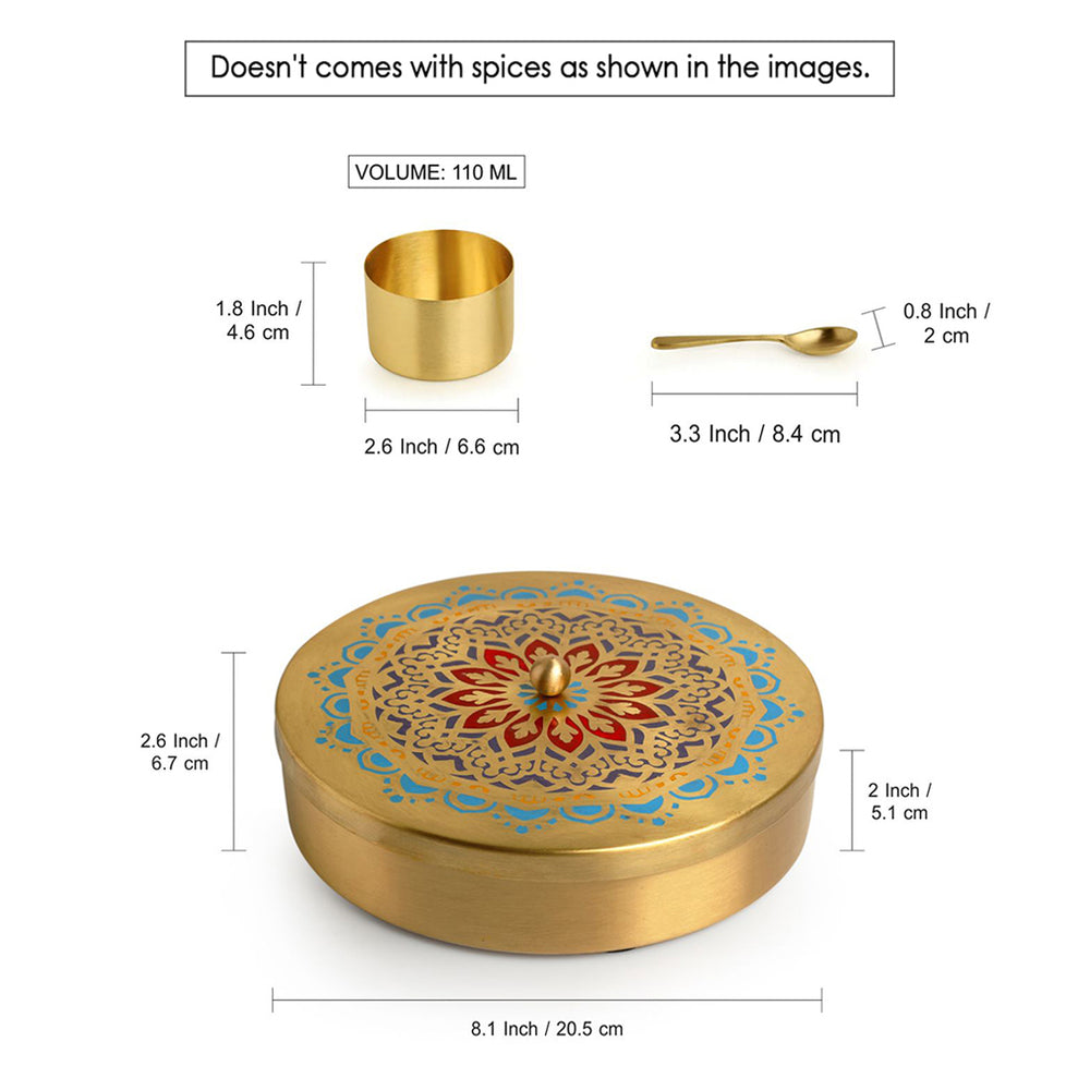 Brass Wooden Masala Box