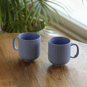 'Coral Reef' Glazed Studio Pottery Ceramic Tea & Coffee Mugs (Set of 2, 300 ml, Purple)