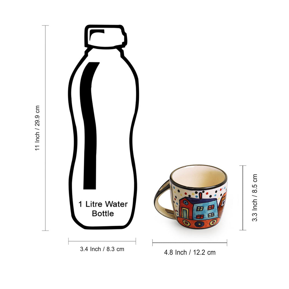 'The Hut Jumbo Cuppas' Hand-Painted Ceramic Soup & Coffee Mug With Coaster And Spoon (300 ml)