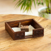 Diamond Geometrica' Handcarved Napkin Holder In Sheesham Wood