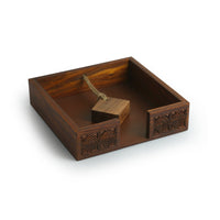 Diamond Geometrica' Handcarved Napkin Holder In Sheesham Wood