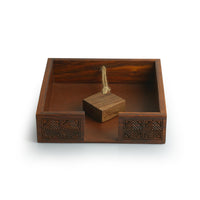 Diamond Geometrica' Handcarved Napkin Holder In Sheesham Wood