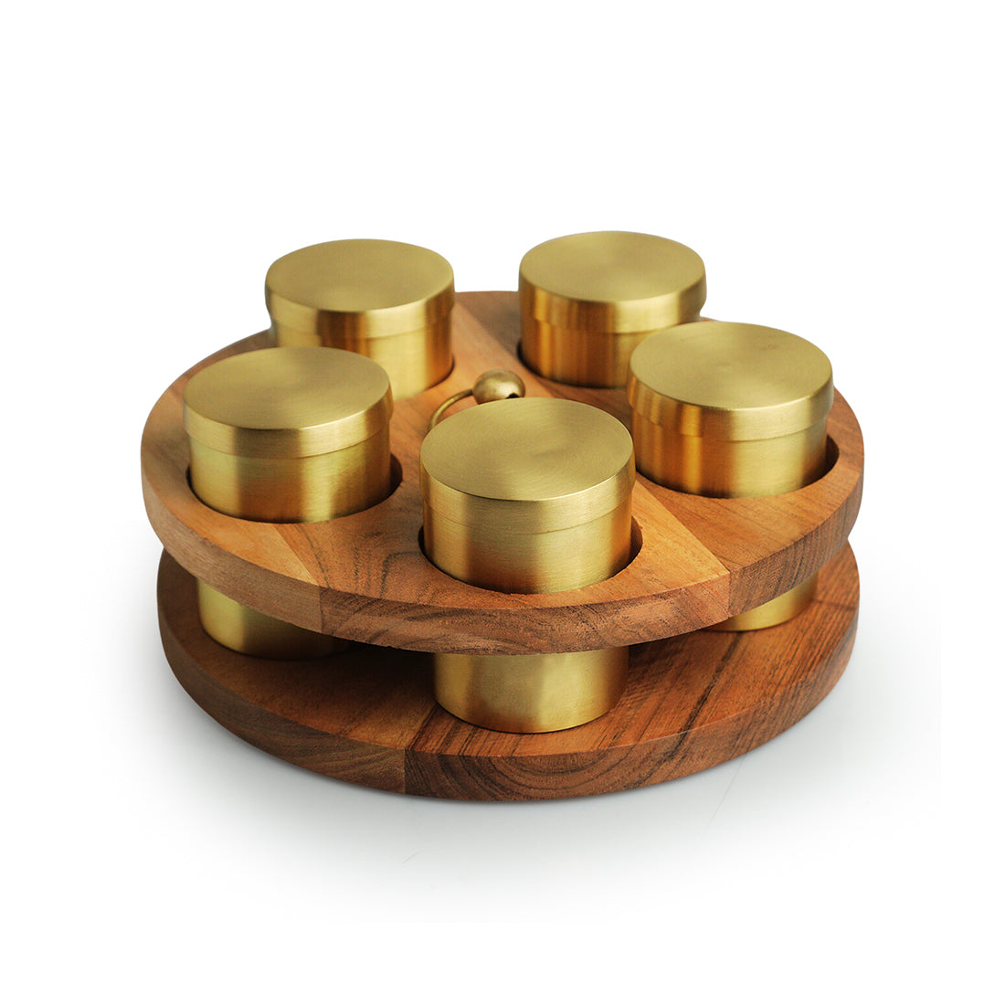 Brass Wooden Masala Box