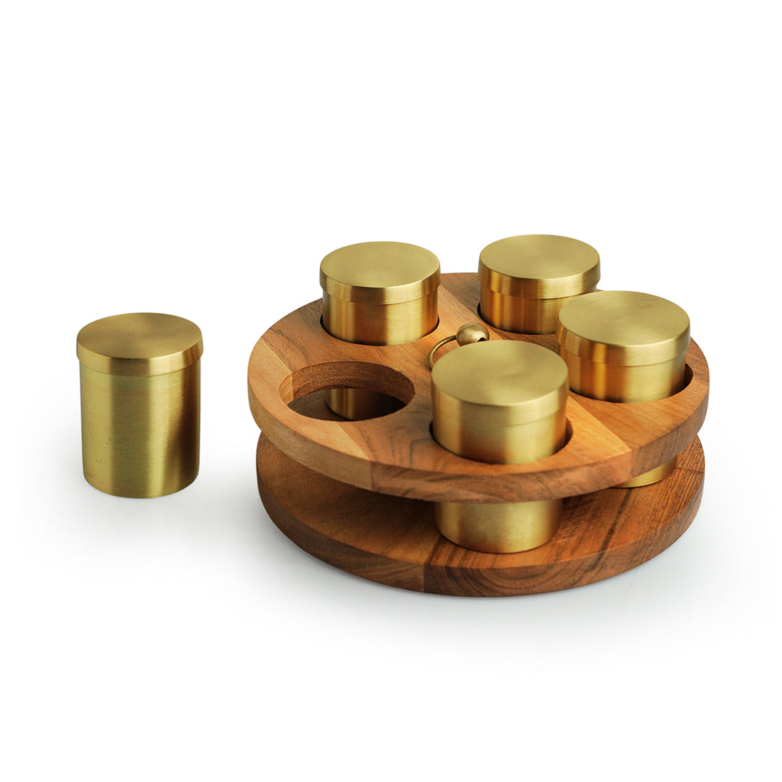 Brass Wooden Masala Box