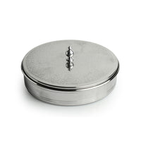 'Floral Hand-Etched' Chapati Box In Stainless Steel With Tong In Brass (8.4 Inch, 1140 ml)