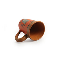 'Chai Birdies' Terracotta Coffee & Tea Cups (Set Of 2, 250 ML, Hand-Painted, Orange)