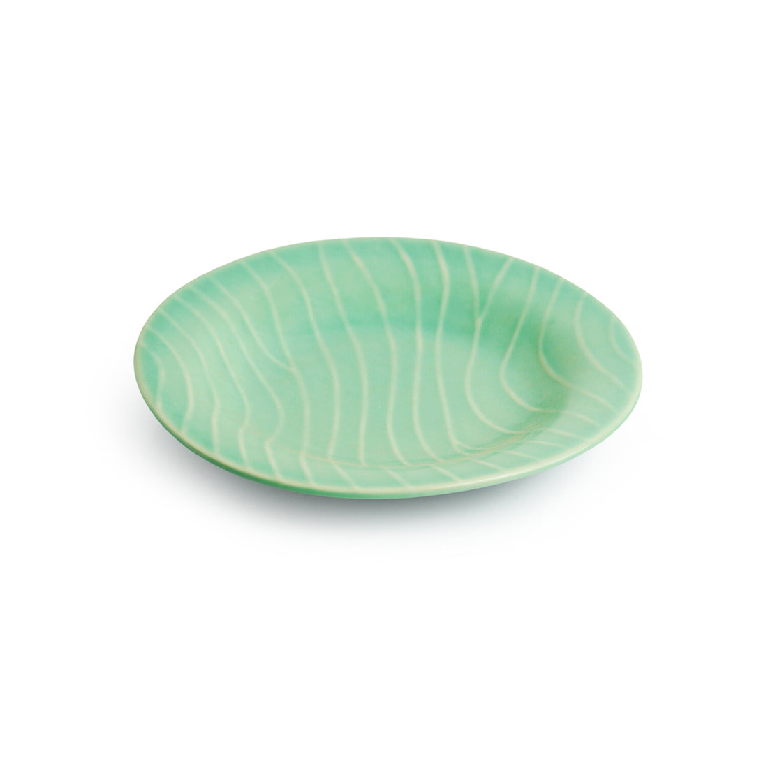 Caribbean Green' Hand Glazed Ceramic Pasta Bowls/Plates (Set of 2, Microwave Safe, Hand-Etched)