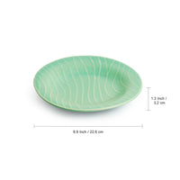 Caribbean Green' Hand Glazed Ceramic Pasta Bowls/Plates (Set of 2, Microwave Safe, Hand-Etched)