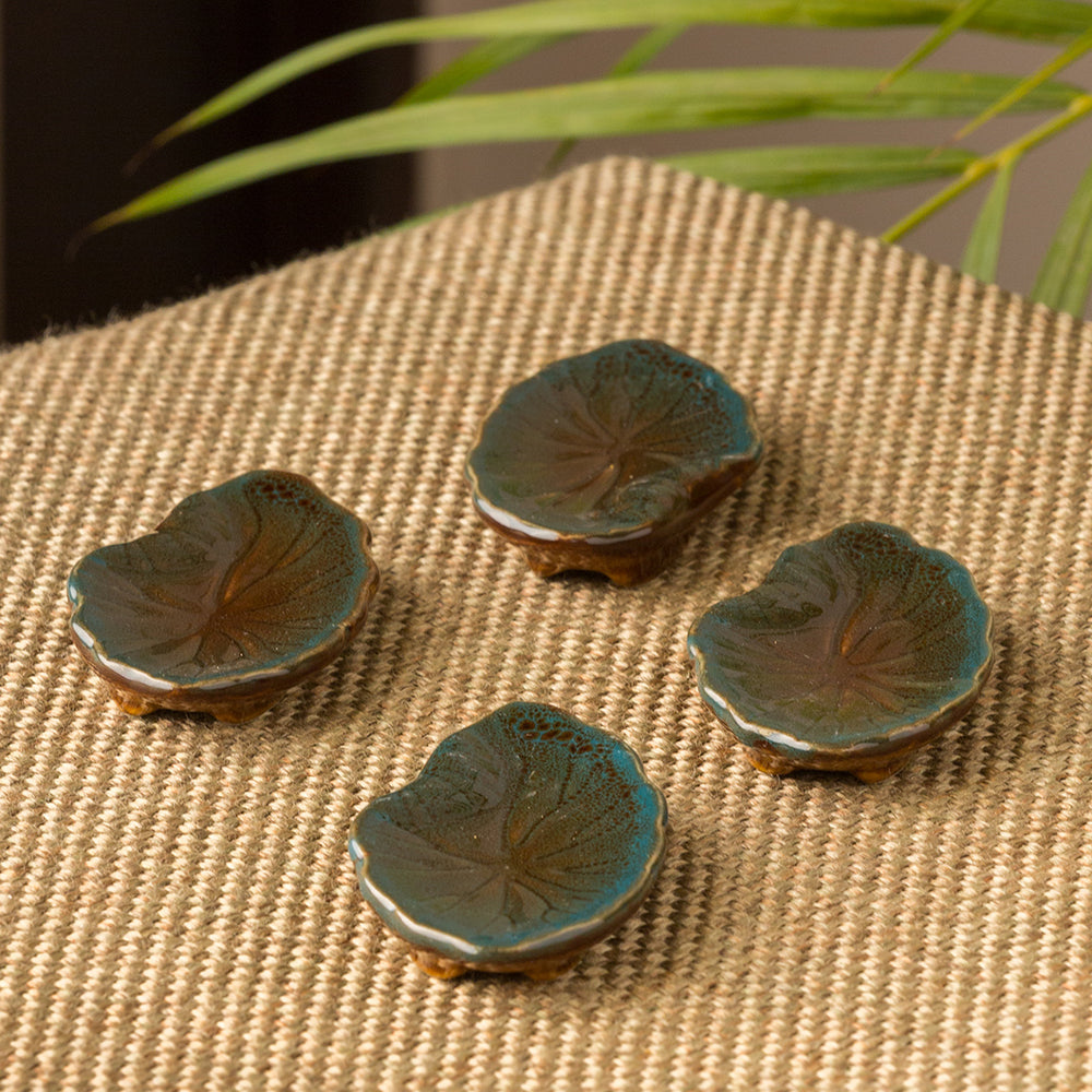 'Amber & Teal' Studio Pottery Chopstick Rests In Ceramic (Set Of 4)