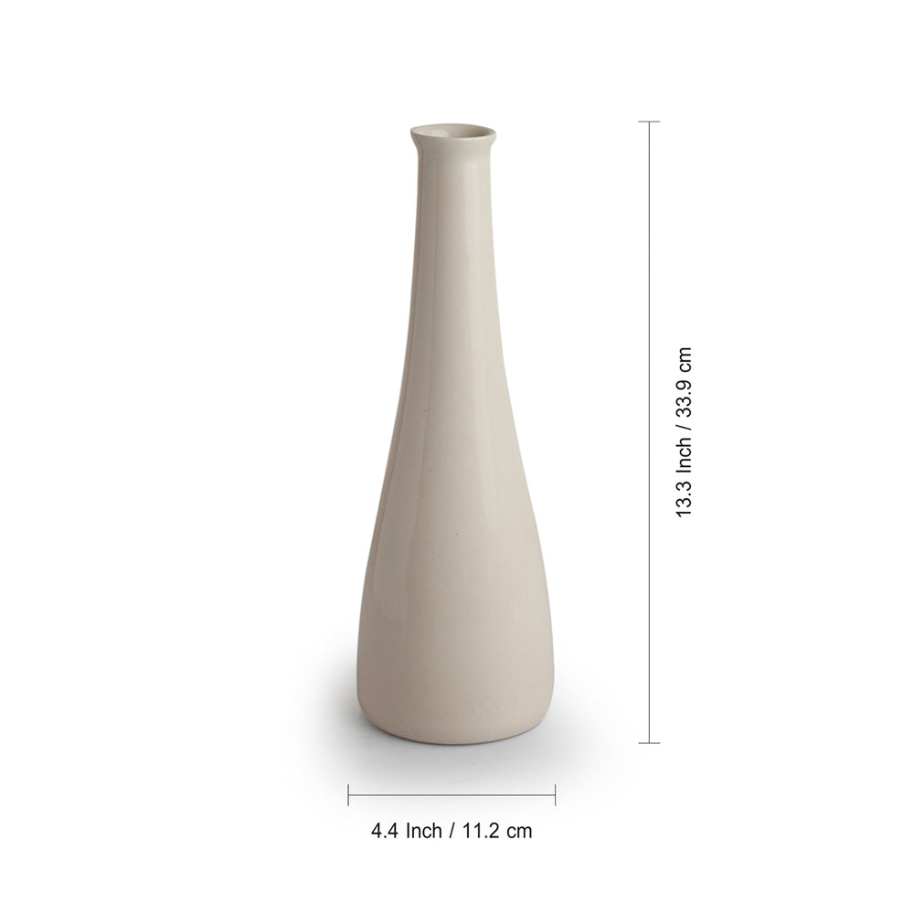 Minimalistic Elevated' Decorative Ceramic Vase (Handglazed Studio Pottery, 13.3 Inches)