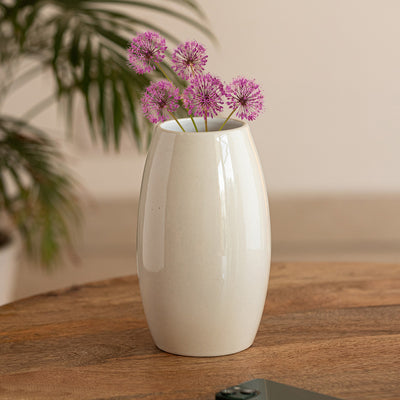 Barrel Modern' Decorative Ceramic Vase (Handglazed Studio Pottery, 8.3 Inches)