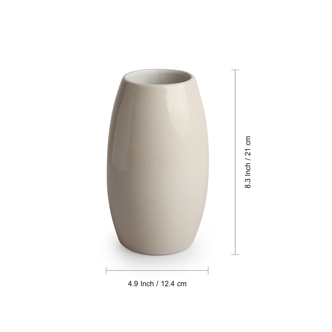 Barrel Modern' Decorative Ceramic Vase (Handglazed Studio Pottery, 8.3 Inches)