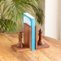 Chess Queen' Handcarved Book Ends In Sheesham Wood