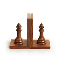 Chess Queen' Handcarved Book Ends In Sheesham Wood