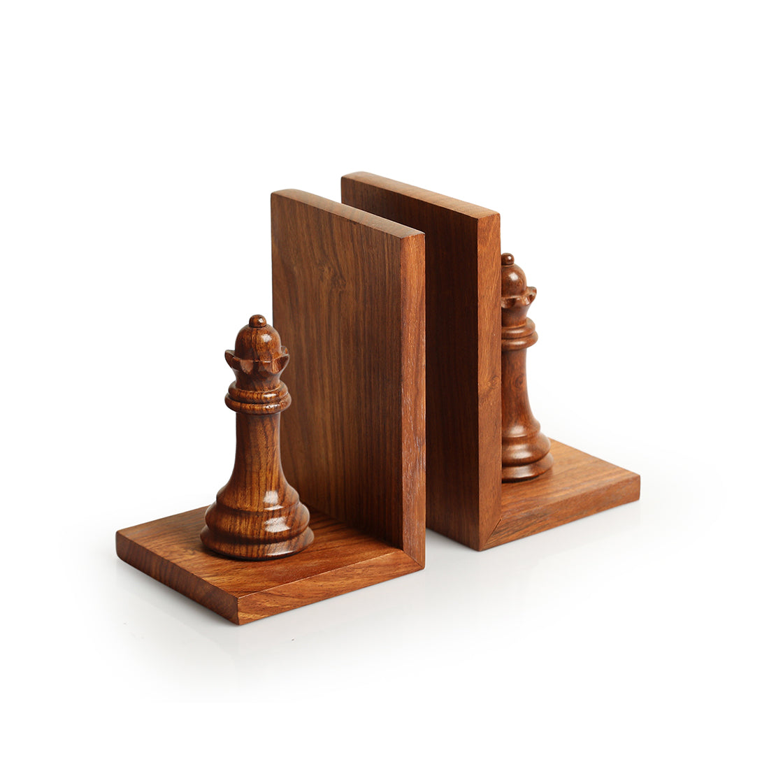 Chess Queen' Handcarved Book Ends In Sheesham Wood