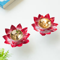 'Jugnu Lotus' Iron Tea Light Holder (Set of 2)