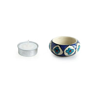 'Mughal Floral' Handpainted Tea Light Holder (Set of 4, Ceramic)