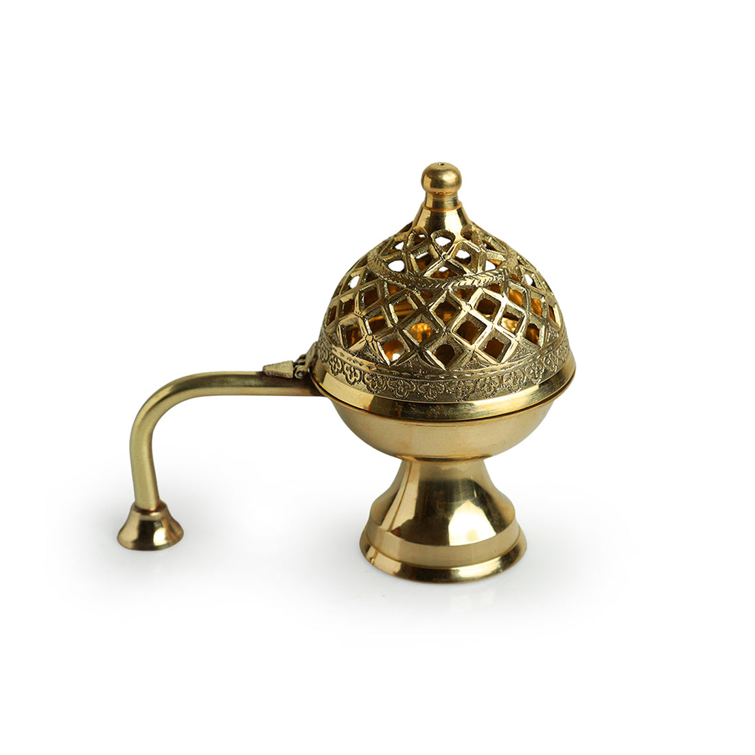 Inayaat' Dhoop Dani Handcarved Brass Incense Burner (Hand-Etched, 4.0 Inches, 0.36 Kg)