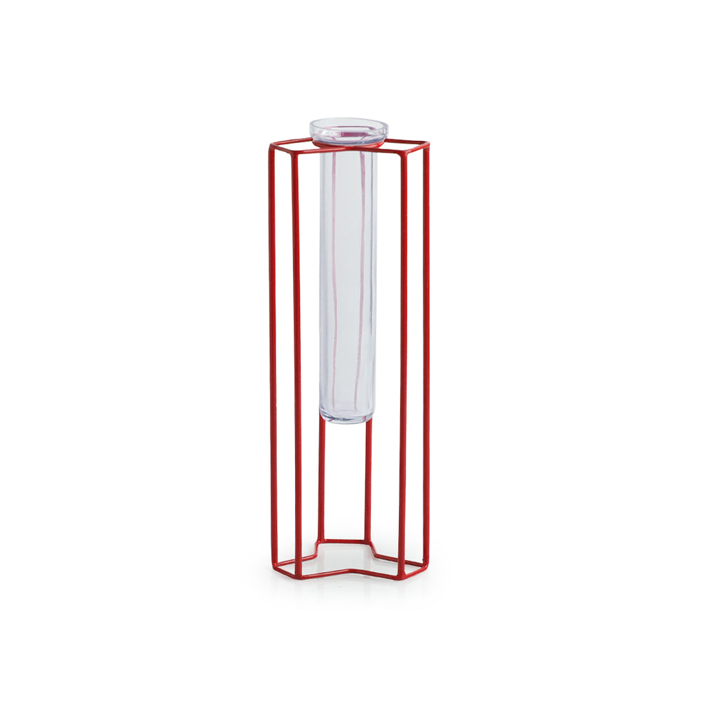 'Modern Glass Garden' Test Tube Table Planter/Vase (10 Inch, Red)