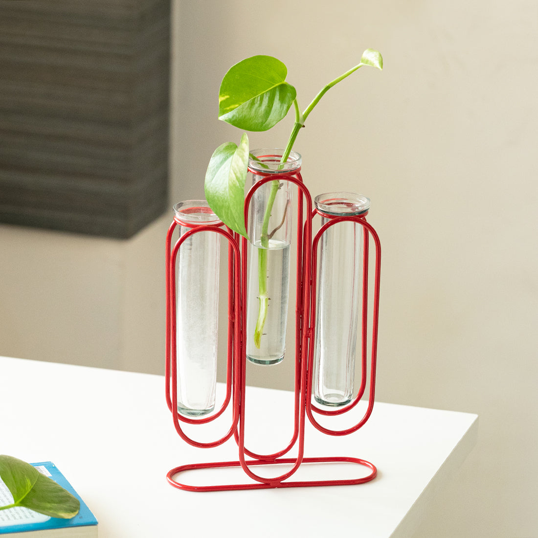 'Modern Glass Garden' Test Tube Table Planter/Vases (10 Inch, Red)