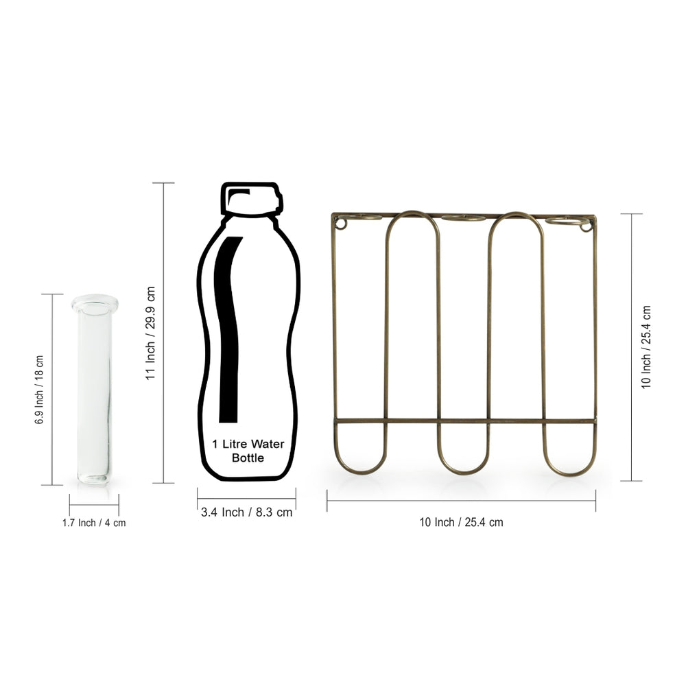 'Modern Glass Garden' Test Tube Wall Planter/Vases (10 Inch, Golden)