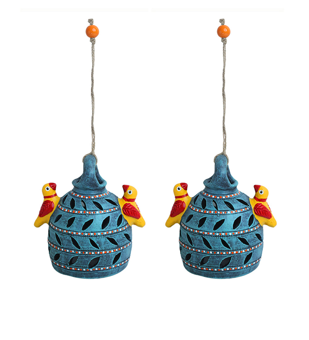 Beautiful Birdies Handmade Terracotta Garden Decorative Hanging (Set Of 2)