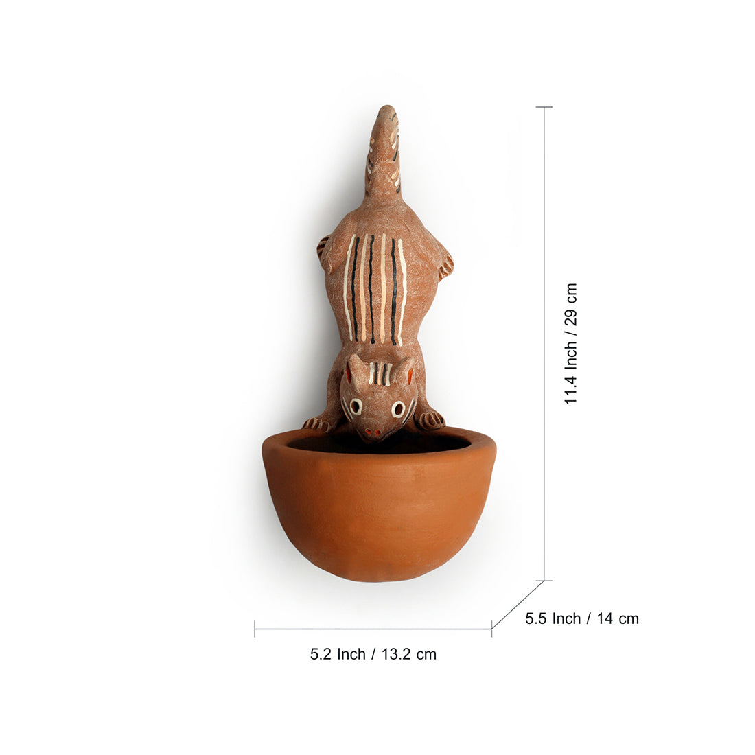 Squeaking Squirrel' Wall Planter Pot In Terracotta (11.4 Inch, Hand-Painted)