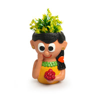 Shy Maiden' Handmade & Hand-Painted Terracotta Table Planter Flower Pot (7.3 Inch, Multicolored)