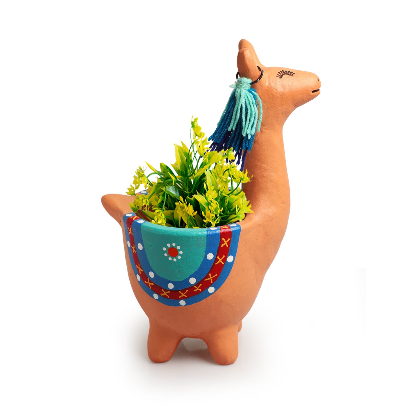 Hopping Kangaroo' Handmade & Hand-Painted Terracotta Table Planter Flower Pot (11.3 Inch, Peach)